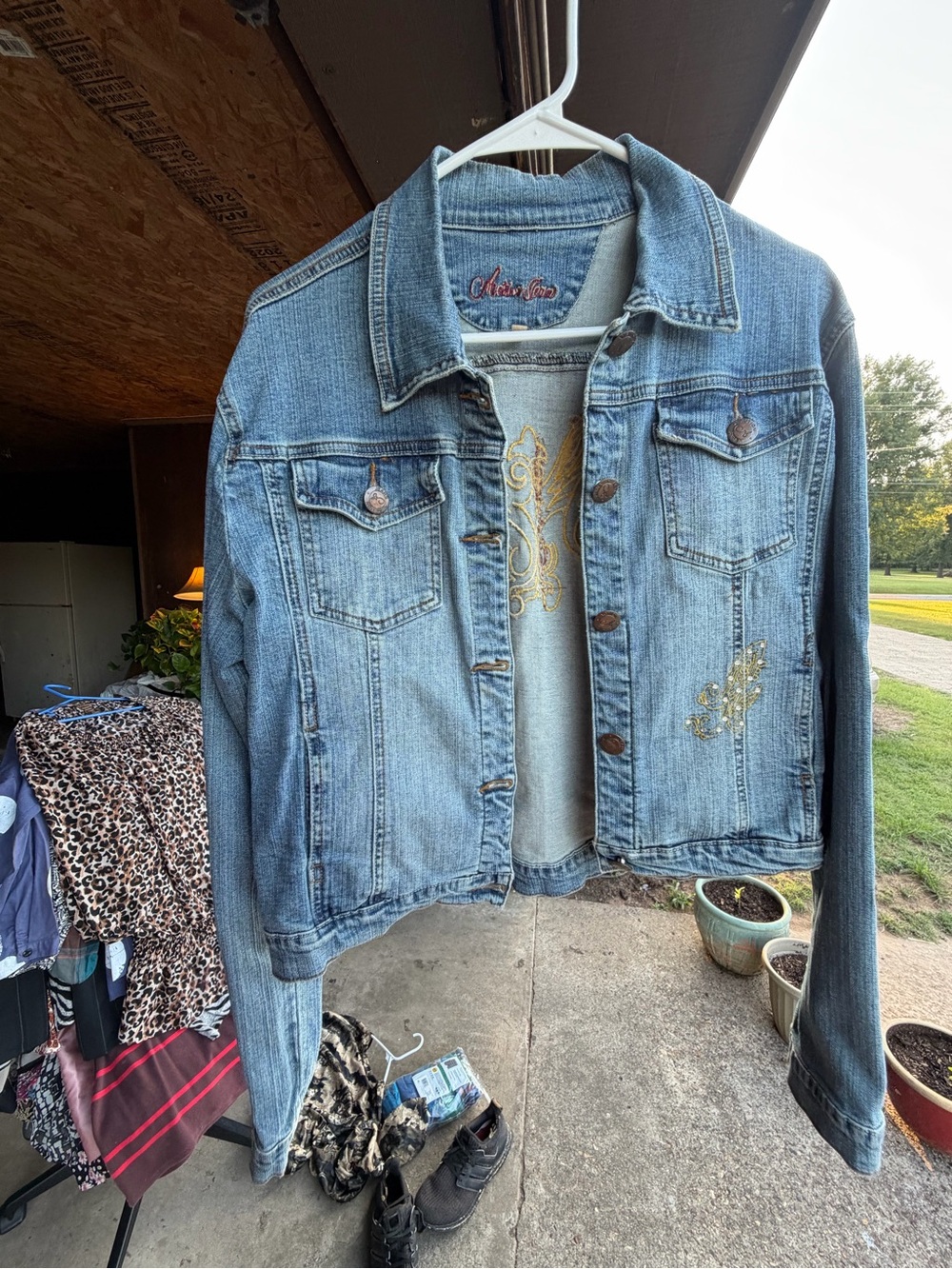Denim Jacket with Subtle Embroidery - Light Blue